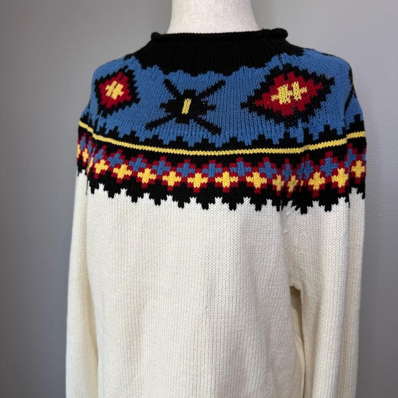 Chaps Black and Blue Floral Sweater - Picture 1 of 5